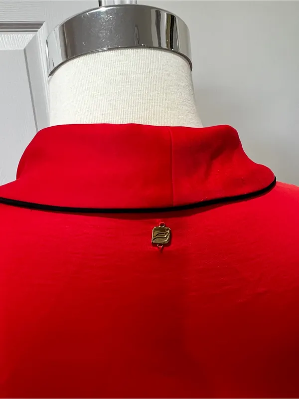 Fabletics Eco-satin Robe Strawberry Red With Black Trim With Pockets Size Medium - Image 15