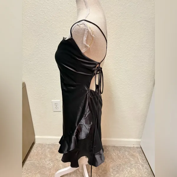 *flawed* PRINCESS POLLY Black Satin Dress - Image 5