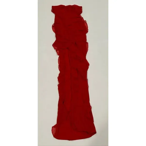 Oh Polly Red Ruffle Maxi Dress Size 2 Strapless Formal Gown - Image 3