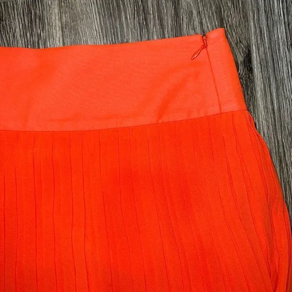 Loft Ann Taylor Orange Pleated Skirt - Image 3