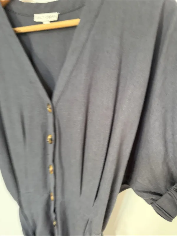 Baltic Born Charcoal Gray Button-Front V-Neck Jumpsuit with Tie Waist - Image 4