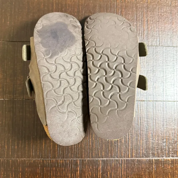 Birkenstock Arizona Two Strap Buckle Sandals Taupe Metallic Slides Womens 35 - Image 7