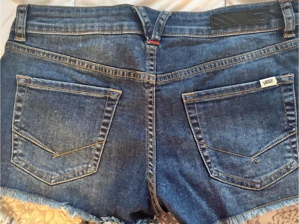 Vans Distressed Dark Blue Denim Cutoff Shorts - Women's - Image 4