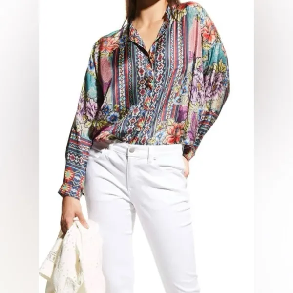 JOHNNY WAS spring boho printed Janelle Button-up silk blouse M tunic fall
$240 - Image 3