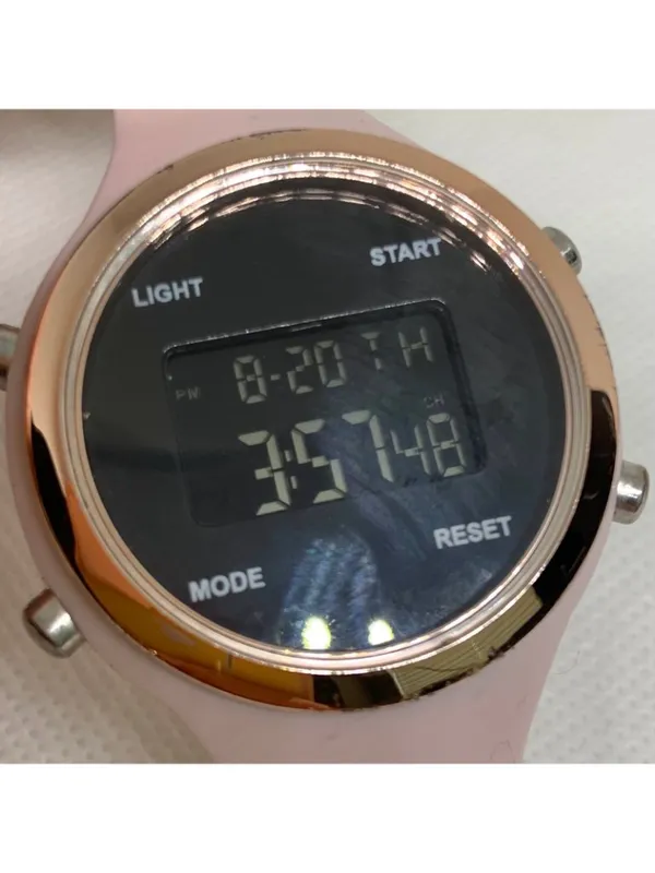 Digital quartz women’s watch pink rose gold tone 37mm silicone band running - Image 2