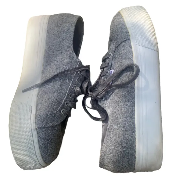 Superga Sneakers Gray Wool Platform Lace‎ Up Women’s size 10 - Image 5
