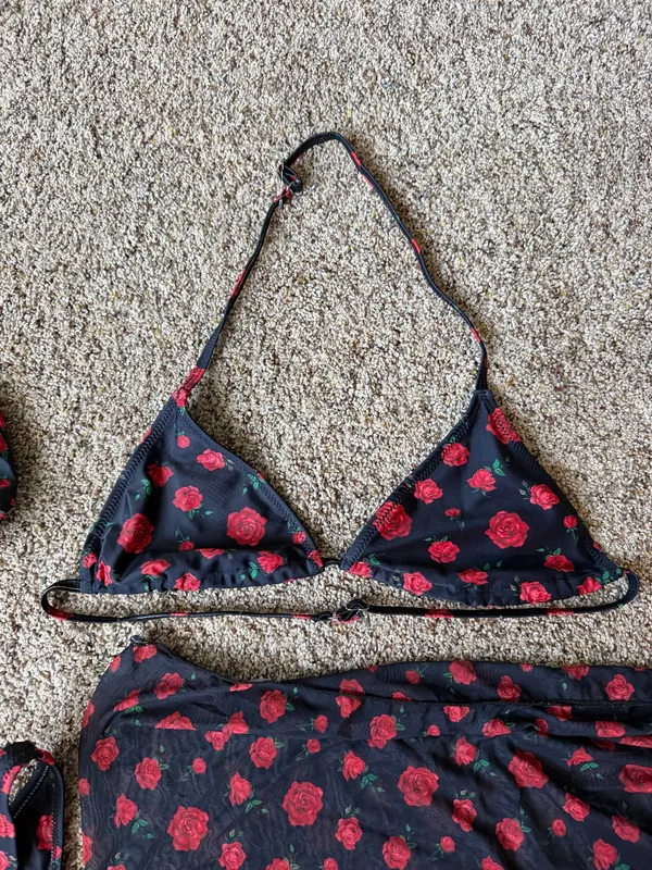 Rose bikini set with skirt Blue Size M - Image 3