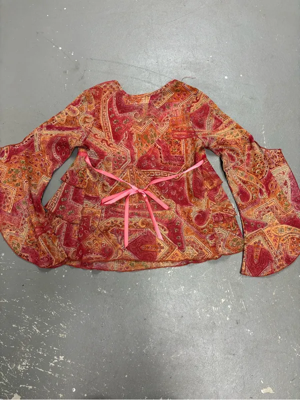 Philly California 90s Y2K Vintage Fairy Core Tiered Red Orange Womens Medium - Image 9