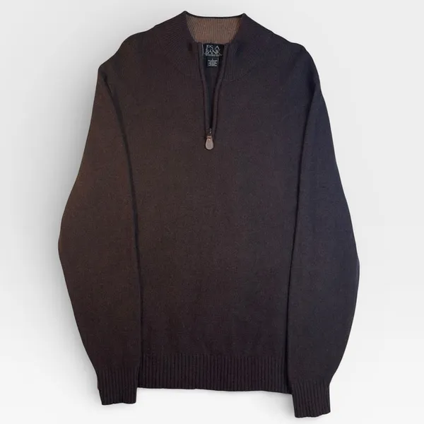 Jos A Bank Brown Lambswool Quarter Zip Pullover Sweater Men's Large - Image 2