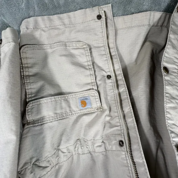 Carhartt Womens Medium Tan Ripstop Utility Field Jacket Chore Coat Beige Canvas - Image 16