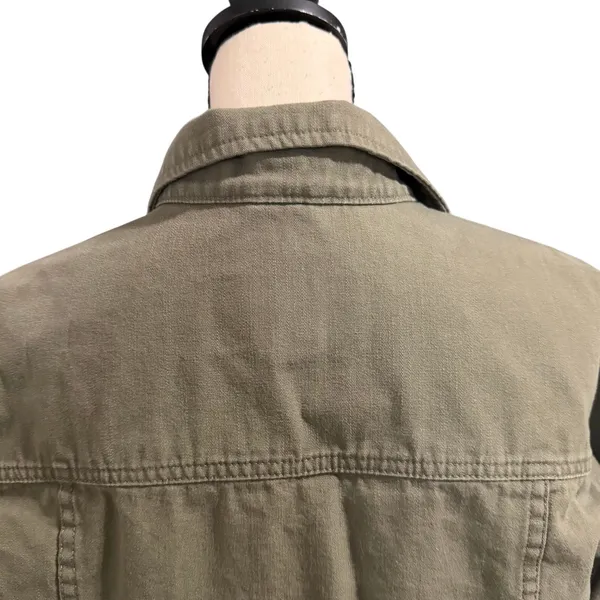 Eddie Bauer Wmns 100% Cotton Olive Green Denim Jean Jacket Sz M Classic Trucker - Image 3