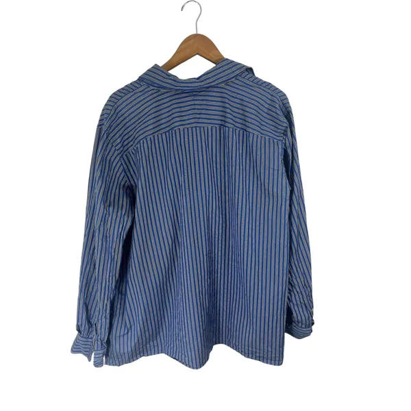 Ralph Lauren Womens 3xl Blue Monogram Dress Shirt Button Down Striped Old Money - Image 4
