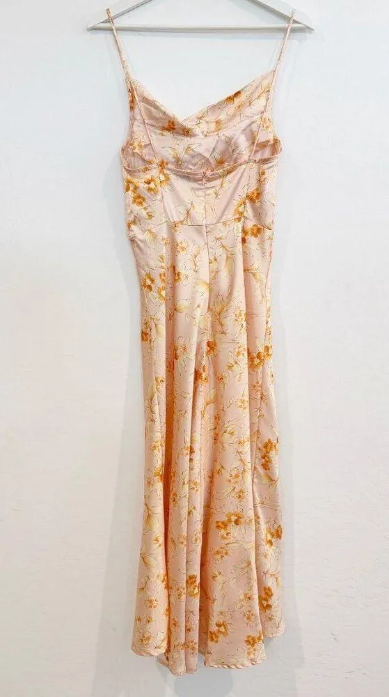 Petal & Pup Cowl Neck Floral Satin Midi Dress Wedding Summer Party Cocktail 4 - Image 9