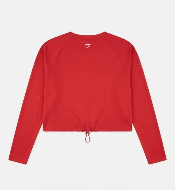 Gymshark Red & Orange Long Sleeve Crop Top - Image 2
