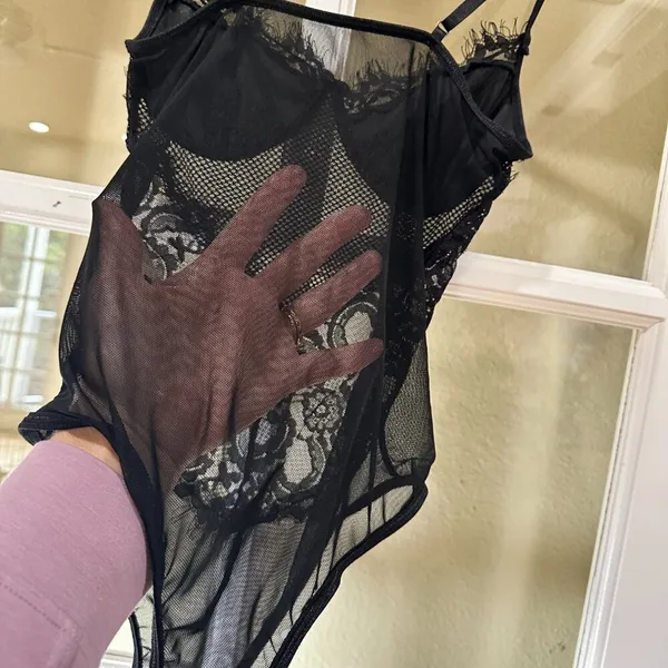 Unbranded Black Lace & Mesh Teddy Bodysuit with Underwire Size Small - Image 9