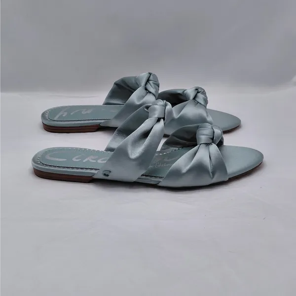 Sam Edelman Circus NY Womens Sandals 7.5 Blue Satin Bow Slides Feminine Coquette - Image 13