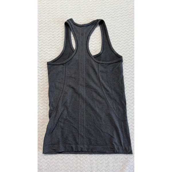 Lululemon Swiftly Tech Racerback Tank Top Black Grey Striped Size 4 - Image 2