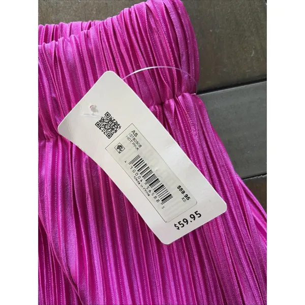 Altar'd State Plisse Wide Leg Pants Womens Size XS Hot Pink Pleated Y2K Satin - Image 7