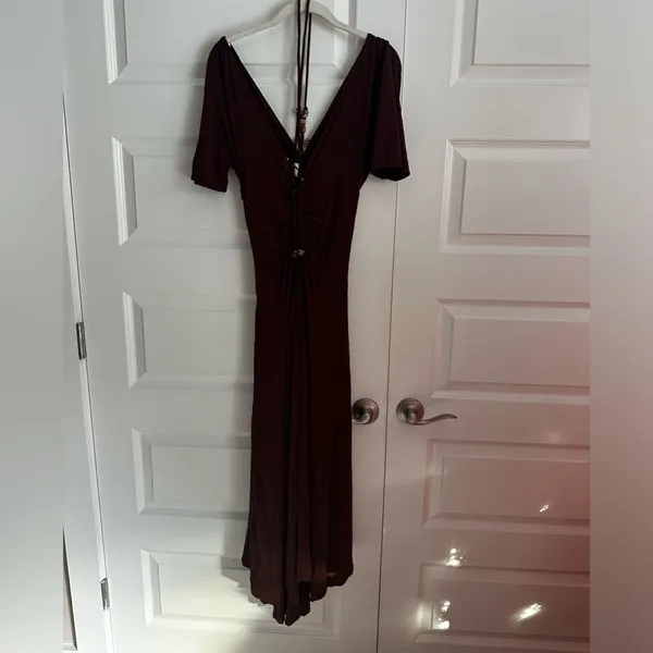 A.L.C. Nina‎ Beaded Tie Neck Maxi Dress- NWT S Bitter Chocolate - Image 9