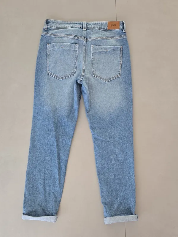 Zara Light Blue Distressed Boyfriend Jeans Size 4 - Image 6