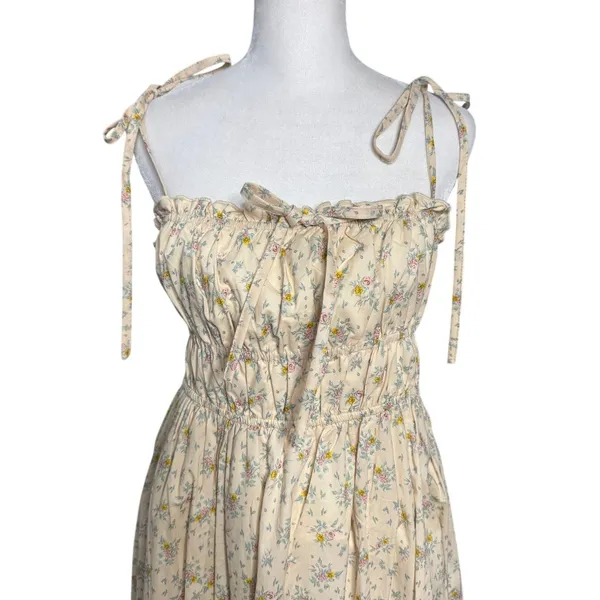 In Loom Floral Smocked Maxi Dress Tie Strap Cottagecore Tuckerknuck Style S - Image 5