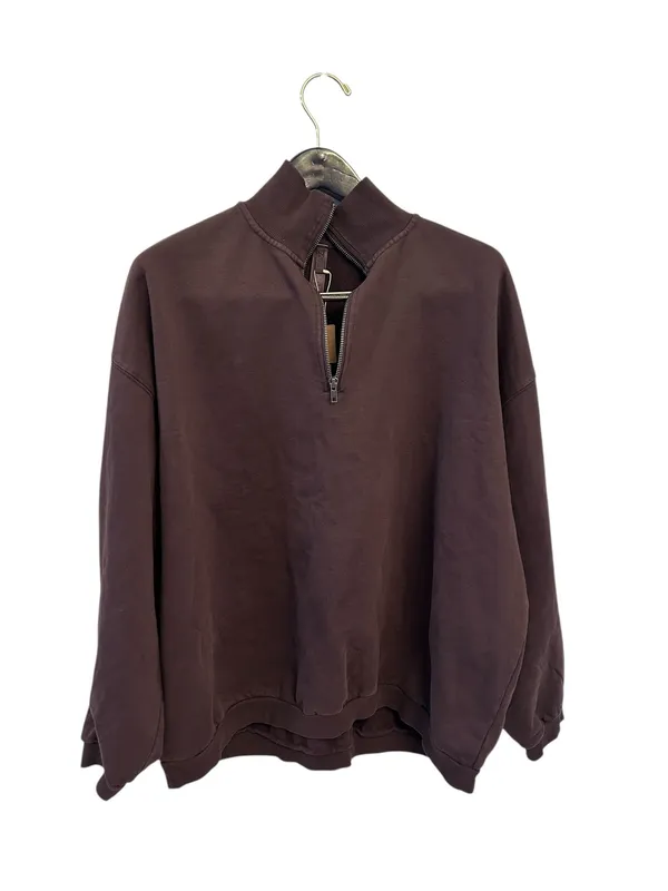 SKIMS Oversize Fleece Half Zip Pullover in Espresso small NWT - Image 3