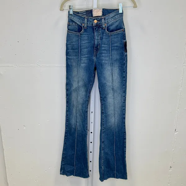 Revice Denim Star Patchwork‎ Flare Jeans Blue High Rise Size 25 Boho Festival - Image 3