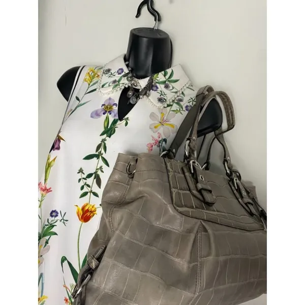 COACH Animal Embossed Leather Gray Shoulder Bag - Image 8