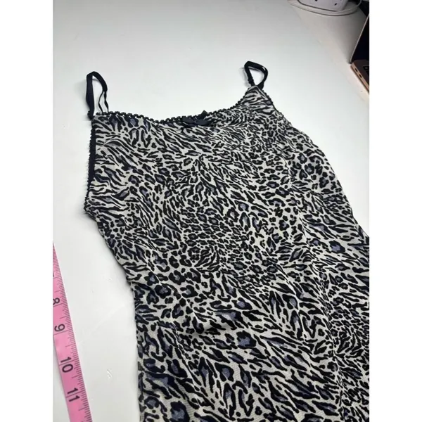 Urban Renewal Black Gray Animal Print Mesh Midi Dress Size M Leopard Zebra Y2K - Image 2