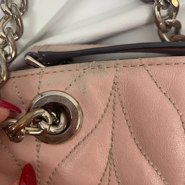 Kate Spade Large Shoulder Bag Briar Lane Quilted Emelyn Pink Leather Gold Chain - Image 13