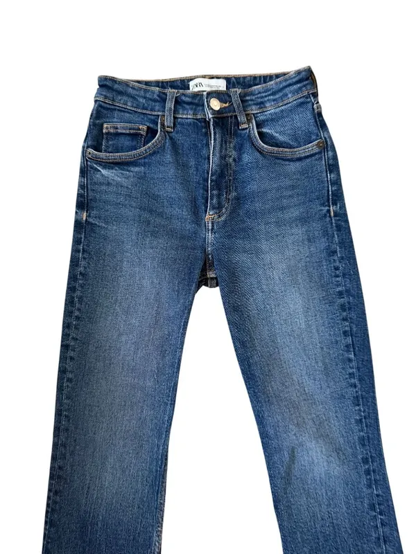 ZARA Medium Wash Straight Leg Jeans Size US 0 - Image 7