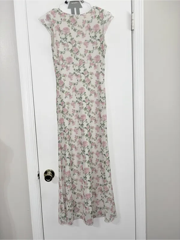 See You Monday Floral Maxi Dress White and pink medium - Image 5