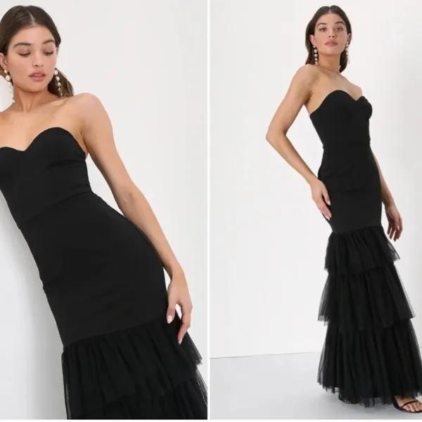 LULU's Elegant Wedding Special Event Sexy Bustier Tiered Ruffle Mermaid Gown - Image 2