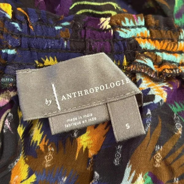 Anthropologie Tiered Balloon Pants Sheer Colorful Crane Drawstring Boho Small - Image 8