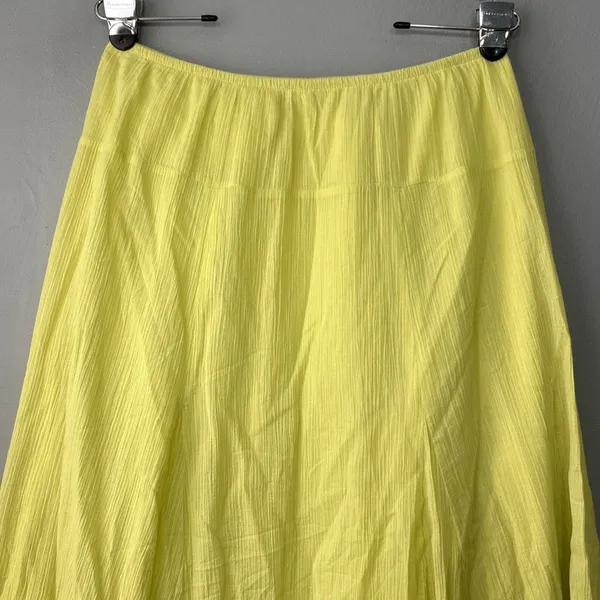Lark Lane Skirt Size 12 Lime Yellow Dopamine Bright Flowy Summer Crinkle Gauze - Image 3