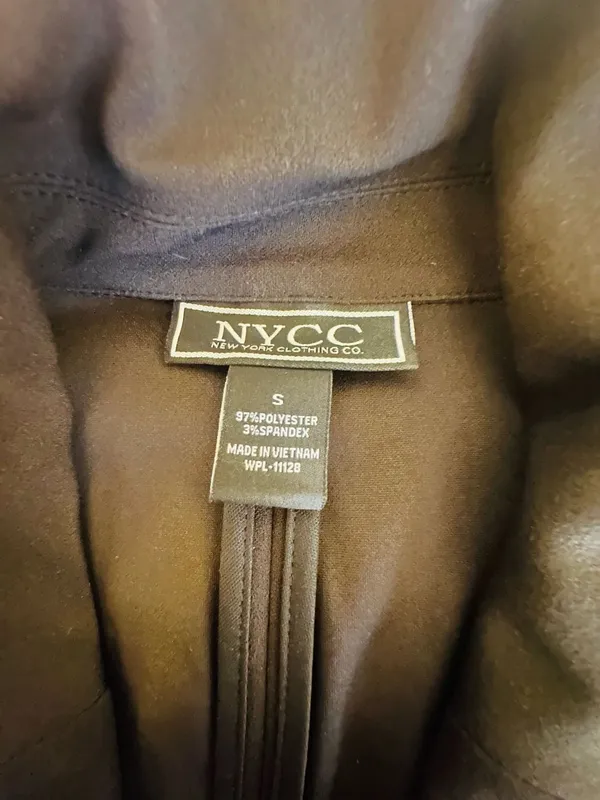 NYCC Blazer Size S Black Gold Button Open Front Jacket - Image 2