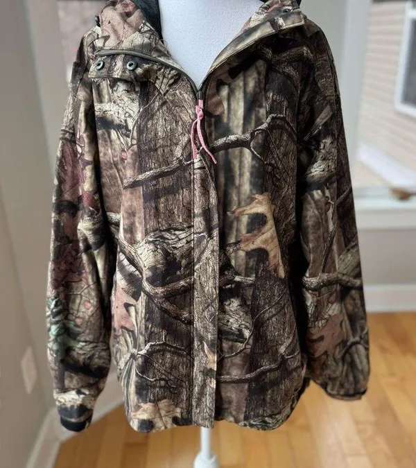 Russell Athletic Russell Outdoors Green Brown Tan Camouflage Full Zip Hooded Jacket Size Kids XL - Image 11