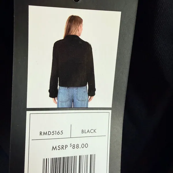 NEW Rebecca Minkoff XL Black Cropped Double Breasted Trench Coat Jacket - Image 3