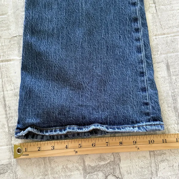 Levis Premium 70s Super High Rise Flare Slim Medium Wash Denim Blue Jeans Sz 28 - Image 8