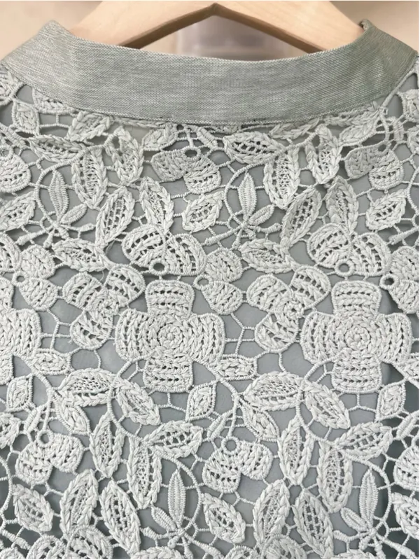 Tuckernuck Sage Lace Calliope Dress M Eyelet Long Puff Sleeve Wedding Feminine - Image 9