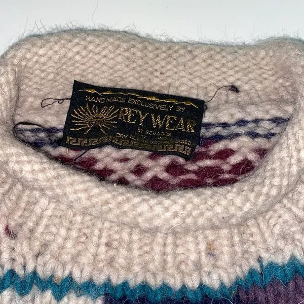 Vtg 100% Wool Rey Wear‎ Bulky Sweater Medium (L) - Image 5