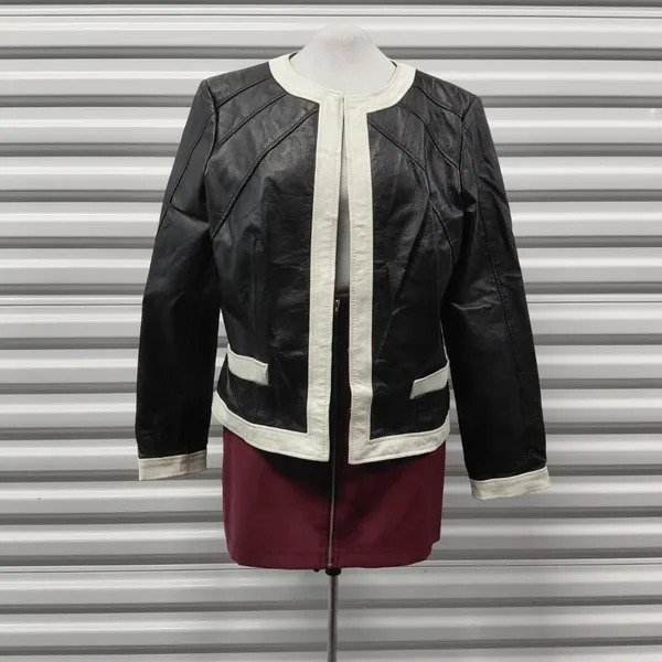 Vintage Spiegel Women's Leather Jacket Size 14 Black Classic Fall Moto Chic Y2K - Image 3