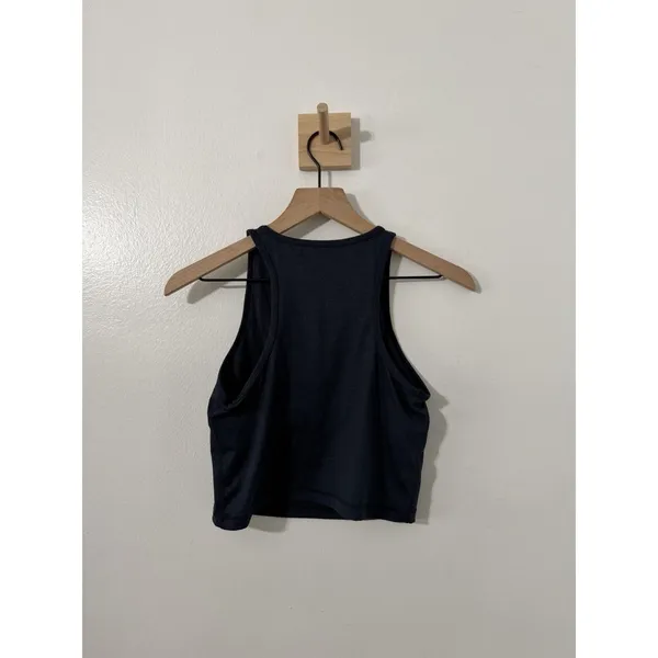 Quince Women’s Navy Cropped Scoop Neck Stretch Knit Tank Top Sz S Gym Activewear - Image 3