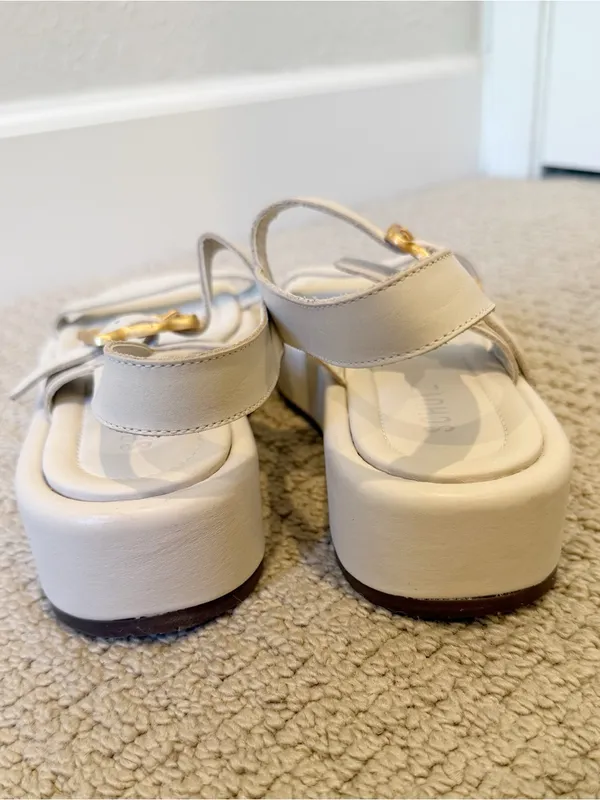 SCHUTZ Wavy Flatform Ankle Strap Buckle Platform Sandals in Cream‎ size 8 - Image 7