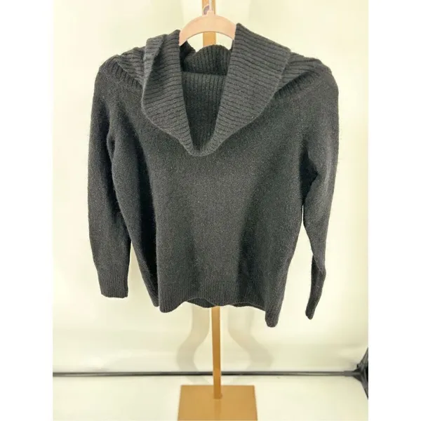 Wilfred Free Alpaca Blend Cowl Neck Sweater Black Ribbed Knit Women’s Size S - Image 6