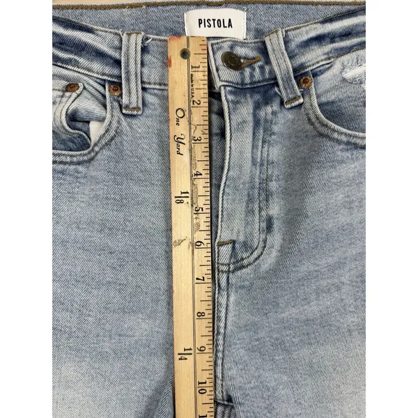 Pistola Women’s High Rise Cropped Denim Jeans Light Wash Raw Hem Size 26 - Image 8