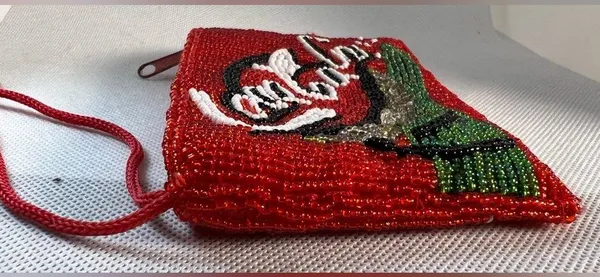 VINTAGE: small, beaded wristlet bag Red - Image 8