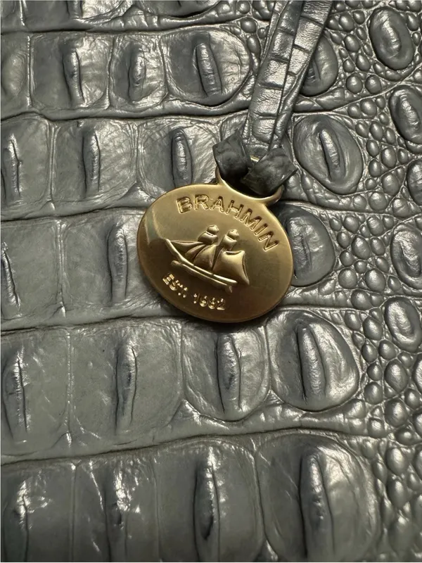 Brahmin Crocodile Embossed Light Blue Mini Shoulder Bag 10” Y2K - Image 6