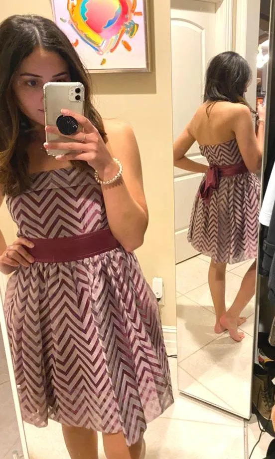 Purple Stripped Homecoming Dress - Image 4