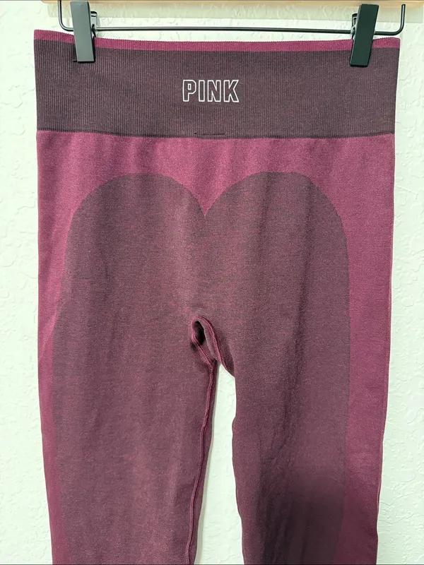 PINK Victoria's Secret Maroon Seamless Leggings Size Large - Image 2